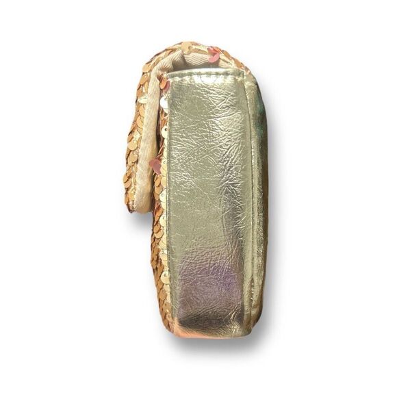 Nicole Miller Gold Sequin Chevron Crossbody Bag Chain Strap Purse NWT - Picture 5 of 12